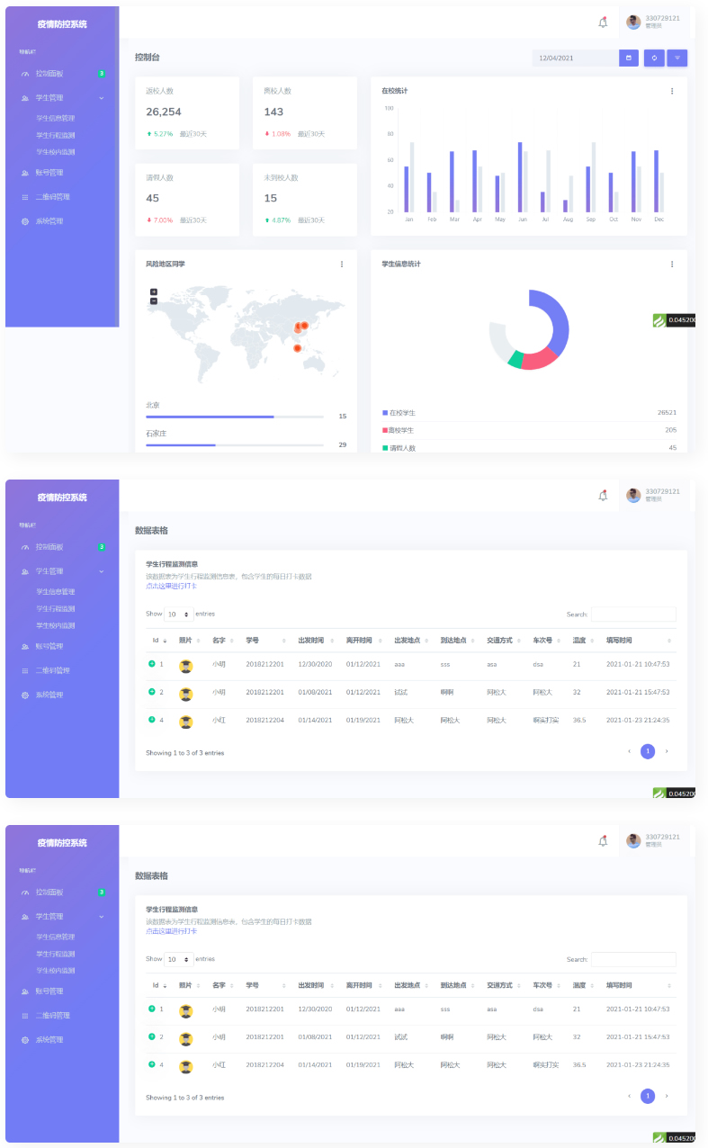 校园疫情防控进出登记thinkphp管理系统源码-小狐狸资源网-