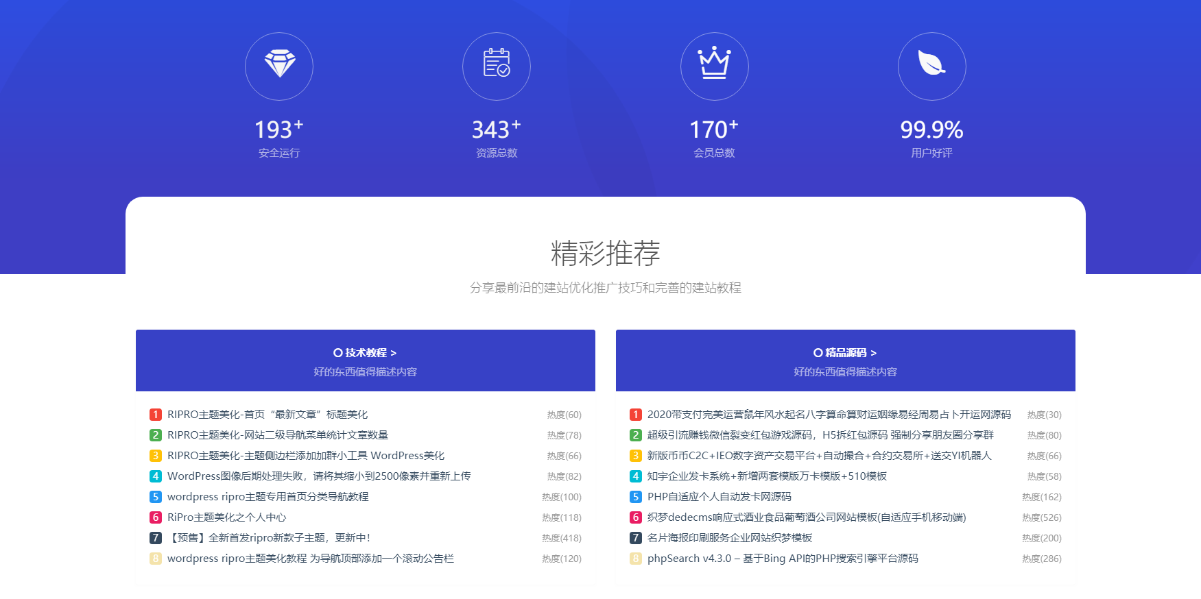 RIPRO主题美化-首页底部纯标题文章展示模块+网站统计模块美化 WordPress主题美化-小狐狸资源网-