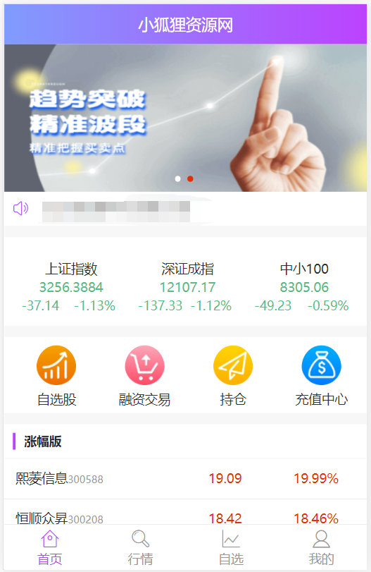 (亲测源码）2022最新修复h5双融配资运营版本-小狐狸资源网-
